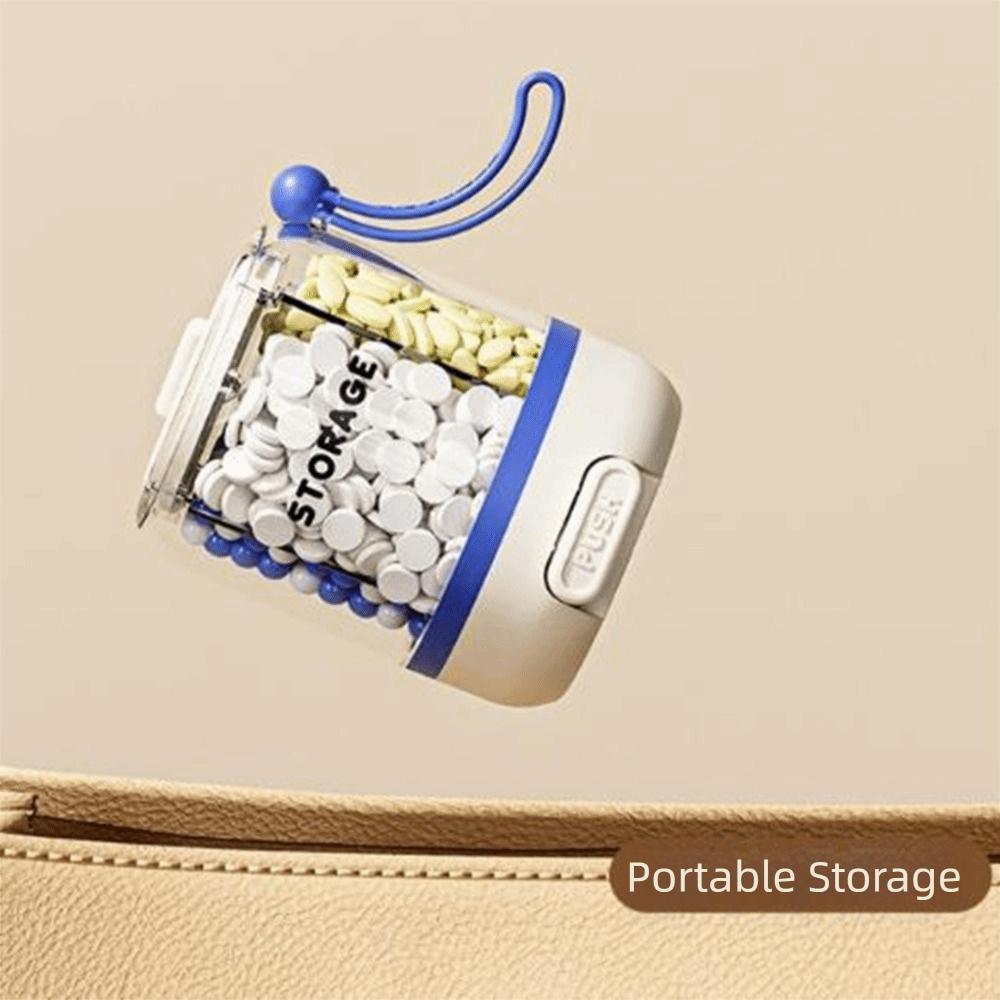 Large Capacity 4 Grids Pill Organizer Press Type Daily Pill Dispenser  Office
