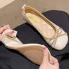Lucyever Bow Pu Leather Women Ballet Flat Shoes 2024 Comfort Slip On Soft Sole Flats Woman Shallow Mouth Single Shoes Female