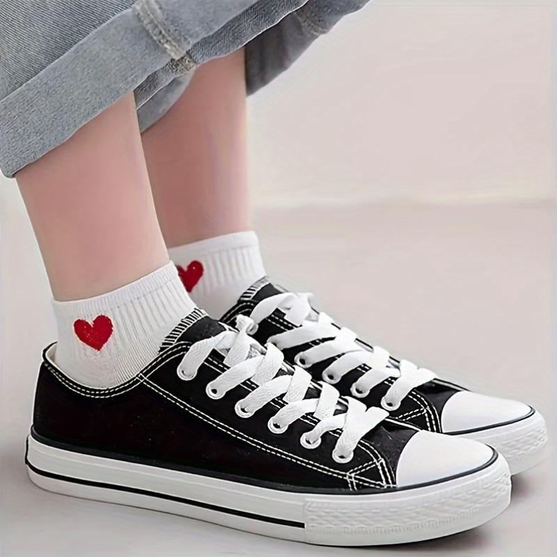 5 пар носков чистого белого цвета с принтом в форме сердца, дышащие и удобные, подходят для любого сезона