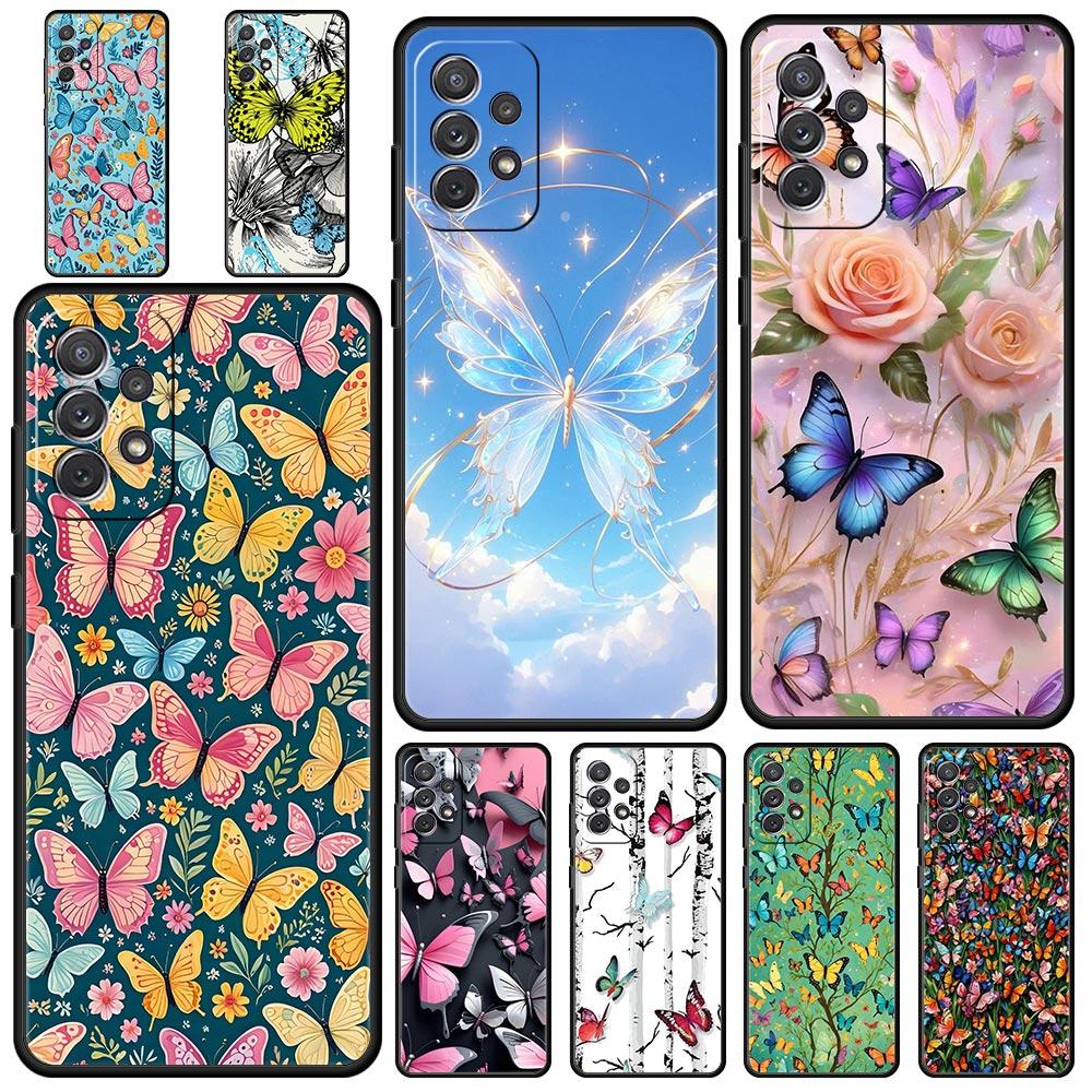 Чехол для телефона с дизайном бабочки для Samsung Galaxy A55 A35 A15 A14 A13 A25 A54 A51 A71 A72 A73 A32 A52 A41 5G Мягкий ТПУ чехол Fundas