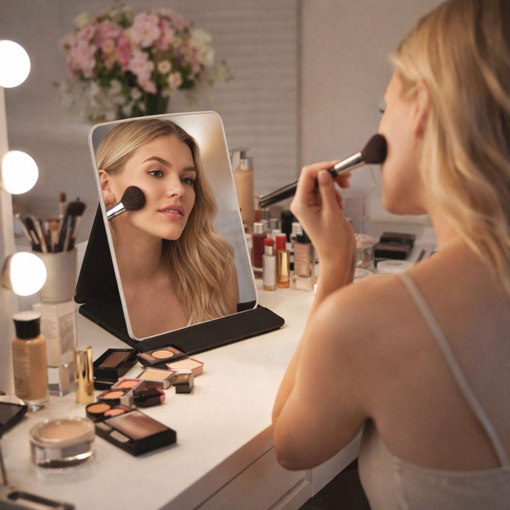 Floral Vanity Mirror Standing Compact Mirror Portable Desktop Makeup Mirror  for Student Dormitory