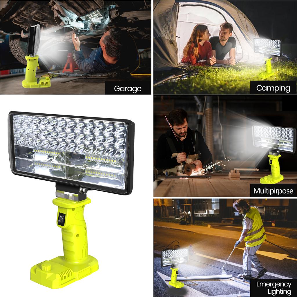 Outdoor Emergency LED Work Light 4000LM 35W Flashlight For Ryobi 18V Lithium P108 P104 Nickel One+ Battery USB Type-C Power Bank