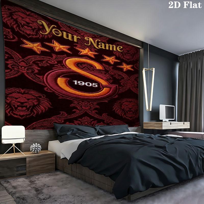 Galatasaray S Custom Name Wall Tapestry Aesthetic Wall Hanging Printed Fabric Blanket Decorative Tapestries for Bedroom Living Room Home Decor