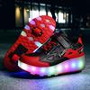27-43 Съемные колеса для мальчиков/девочек Двойные колеса Светящиеся кроссовки Можно заряжать Кроссовки для катания на роликах Детские ботинки для катания на роликах