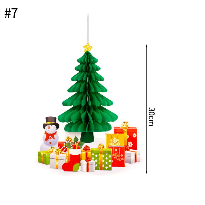 Christmas Tree Decoration 3D Honeycomb Paper Christmas Tree Hanging Pendent New Year Xmas Party Atmosphere Shop Decor Prop