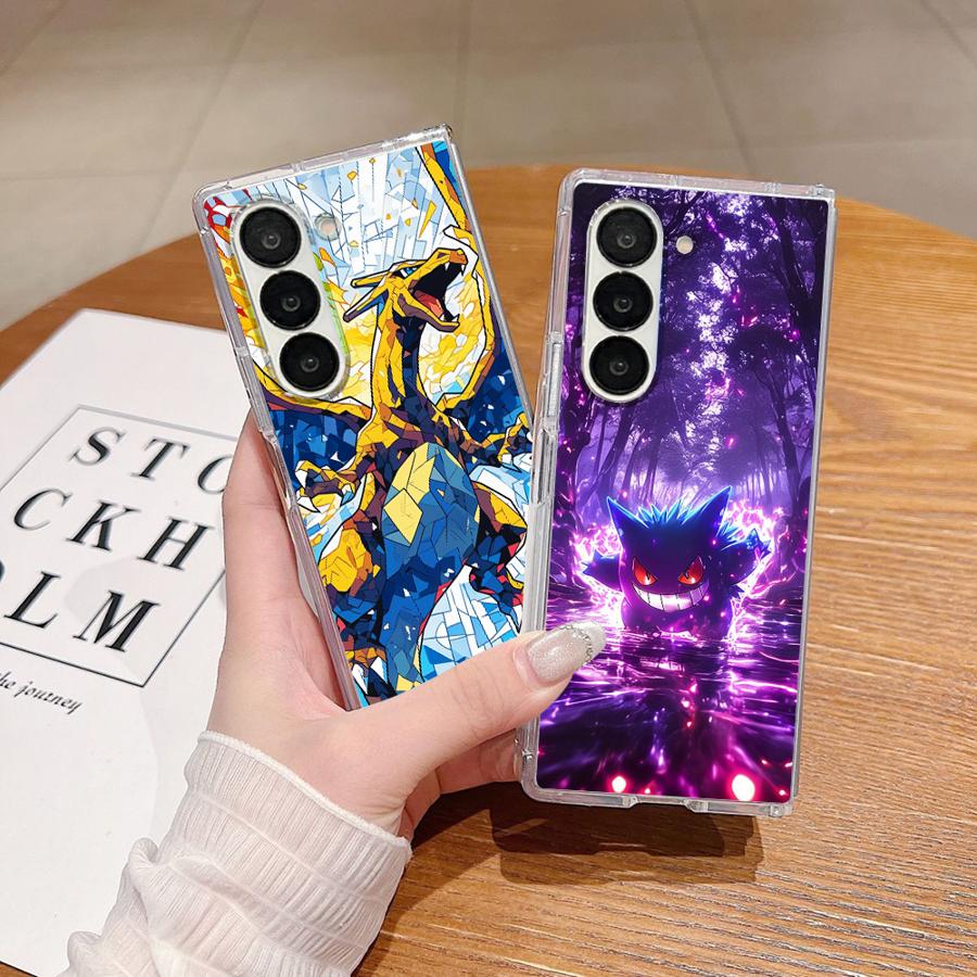Transparent Soft Phone Cover Case for Samsung Galaxy ZFold7 ZFold5 ZFold3 ZFold4 Z Fold 7 6 5 4 3 ZFold6 Anime Pokemon Gengar