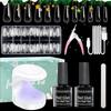 Fau Ongle Et Capsule - Kit Americaine 600 Longs Ongles À Presser Transparents Lampe