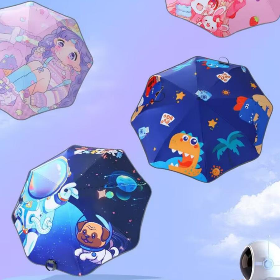 1 шт. Ручной мультяшный зонт Динозавр Астронавт Милый зонт Ветрозащитный Складной Солнцезащитный зонт со светоотражающей полосой