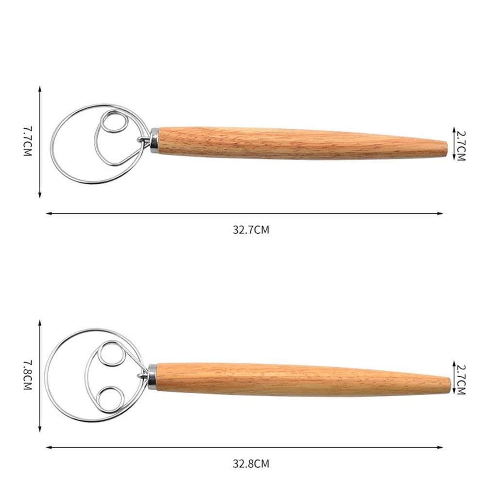 Миксер для муки Венчик из нержавеющей стали Спиральный венчик Венчик для муки Миксер для муки 13-дюймовая дубовая ручка Датский венчик для теста