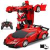 2 In 1 RC Sport Car Transformation Car Robots Models Remote Control Deformation RC Car Combat Toys ( Red )