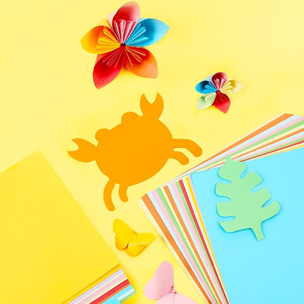 200pcs Premium Cardstock Paper Set, 10 Vibrant Colors, Ideal for Origami, Arts & Crafts, Office Stationery, Scrapbooking, Sewing - High