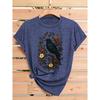 Vintage Floral Crow Print Fashionable Elegant Women's New Spring Summer Autumn Casual Sporty Top Soft Comfortable Round Neck Short Sleeve T Shirt