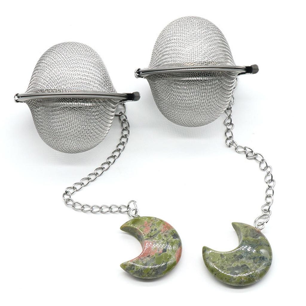 1 шт., сетчатый фильтр для чая, удлинительная цепочка в форме луны, искусственный кристалл, камень из нержавеющей стали, горячий горшок, специи, ситечко для чая, шар, кухонный шарик для чая