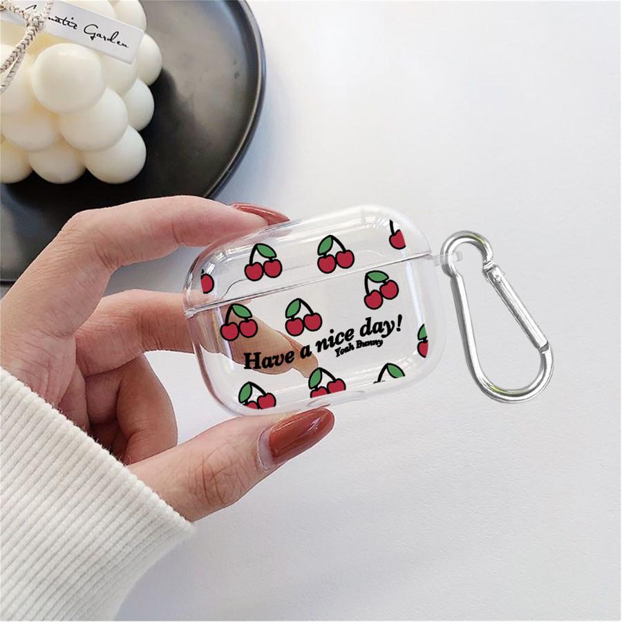 Чехол для Airpods Pro2 3 2 Pro Pro3 4 1 Прозрачный Чехол для Наушников Мультяшный Вишня Личи