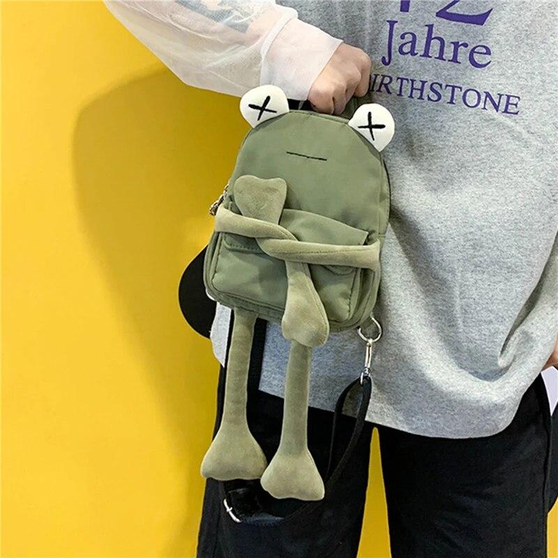 Сумка для девочек Tide Cartoon Cute Frog Crossbody Bags Casual Messenger Bag Chest Unisex Shoulder Women Bolsa