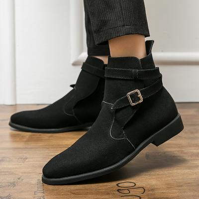 Модные зимние ботинки 2024 года, замшевые ботинки челси для мужчин, модные ботинки на платформе с острым носком, высококачественные удобные высокие ботильоны