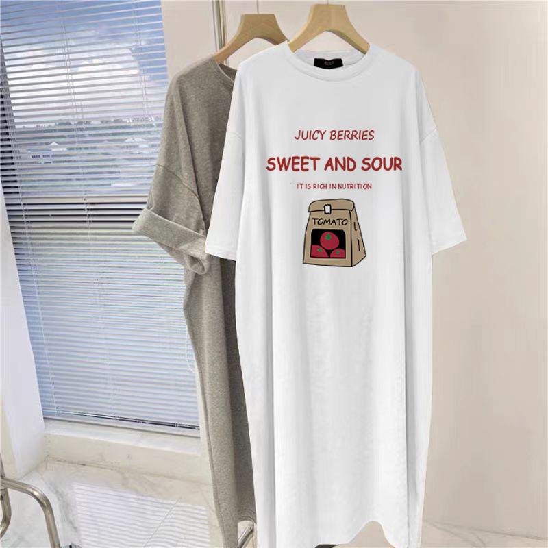 Новый летний топ для беременных, модный, из чистого хлопка, корейская версия, свободная футболка с короткими рукавами, юбка, платье средней и длинной длины