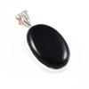 Natural Black Onyx Gemstone 925 Solid Sterling Silver Jewelry Pendant 1.4'' T3m07