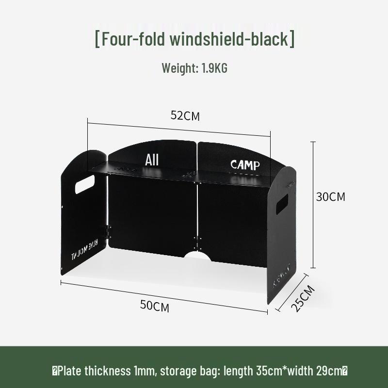 Портативная трехсекционная походная плита с ветрозащитой - Большой концентратор тепла