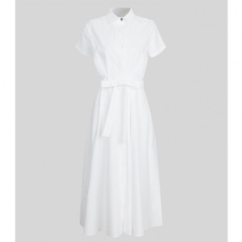 Shop Women Belt Set Hidden Button Shirt Flare Long Dress It Wdr A0211