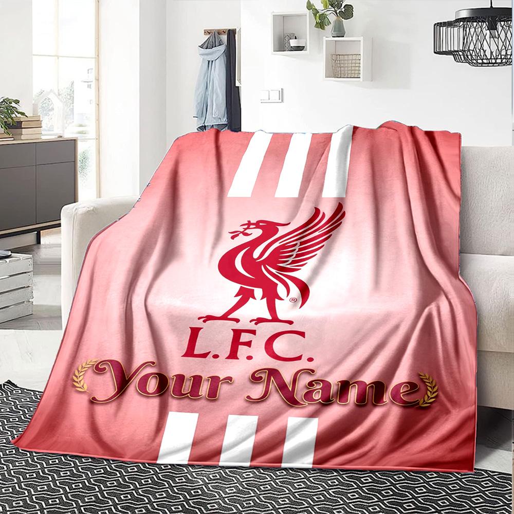 1pc Personalized Name Liverpool Blanket, Gift, for Men and Women, Soft Blanket, Good for Sofa Bed Couch Travel, Lightweight Flannel Blanket