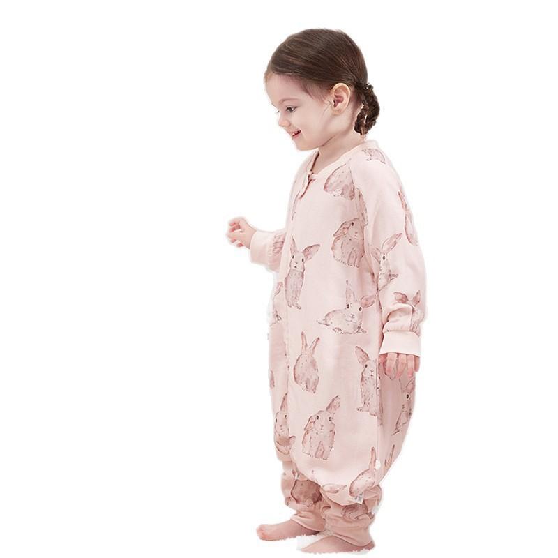 6-Layer Bamboo Cotton Sleep Sack Toddlers Anti-Bacterial Zipper Pajamas With Leg Separation