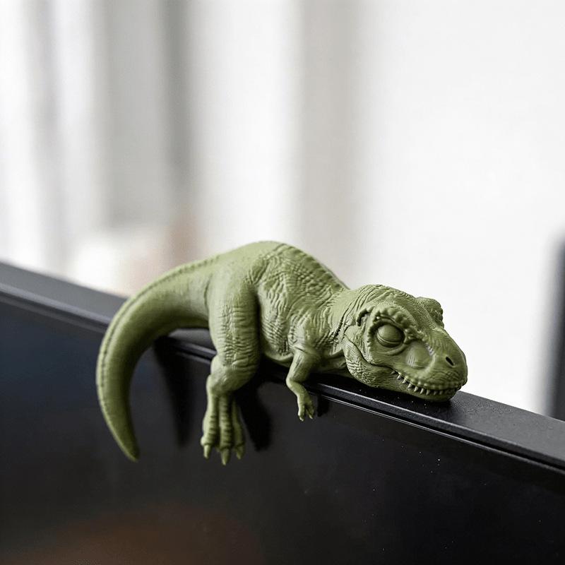 Фигурки Спящего Тираннозавра для Монитора 3D Печатные Мини-Ленивые Динозавры Украшения для Стола/Монитора/Полки Милый Юрский Декор с Динозаврами