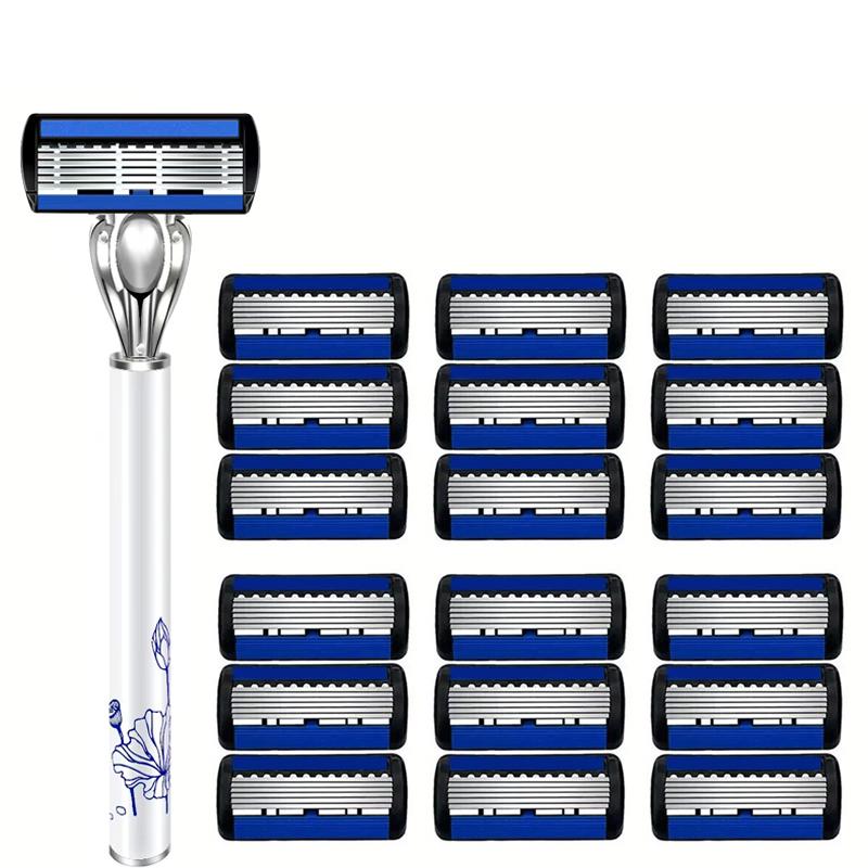 Razor Classic 6 Layer Safety Razor for Mens Shaving&Womens Hair Removal Shaving Blades Manual Shaver