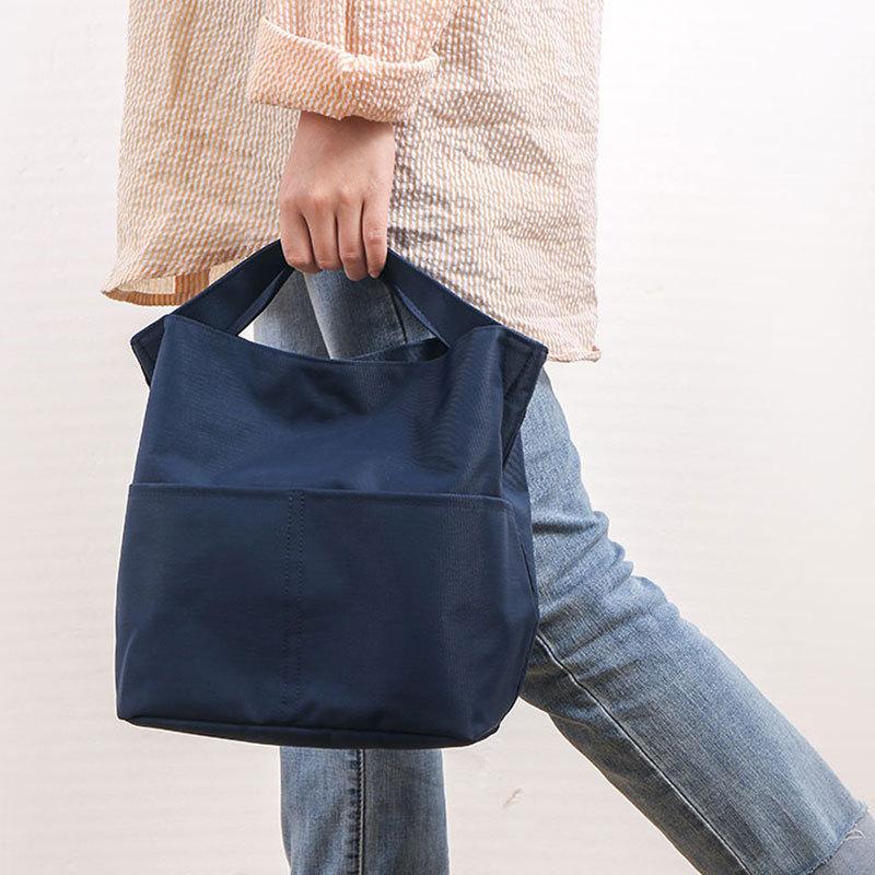 Portable Soft Thermal Lunch Bags Hidden Handle Separated Inner Bag With Bottle Pocket Waterproof Bento Box Pouch Food Storage