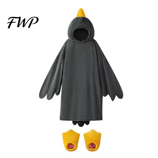 Duck Onesie for Children Funny Goose Costume Kids Adults, Hooded Animal Pajamas Pajamas, Soft Plush Wearable Blanket, Halloween Cosplay Toddler