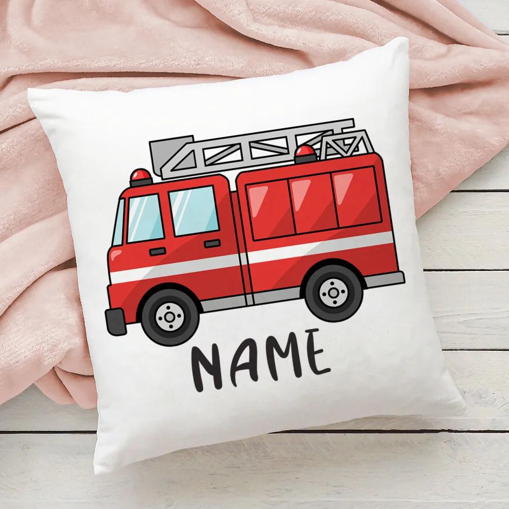 Персонализированная наволочка Пожарная машина с именем Наволочка для защиты от пыли Детская наволочка для декора спальни Лучшие подарки на день рождения для детей