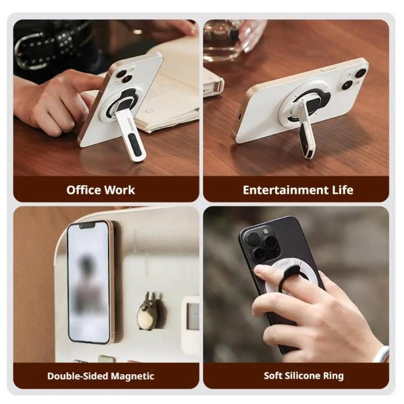 Double-Sided Magnetic Finger Ring Holder Rotate Phone Stand MultiFunction Finger Ring Bracket Portable Lazy Man Stand For iPhone