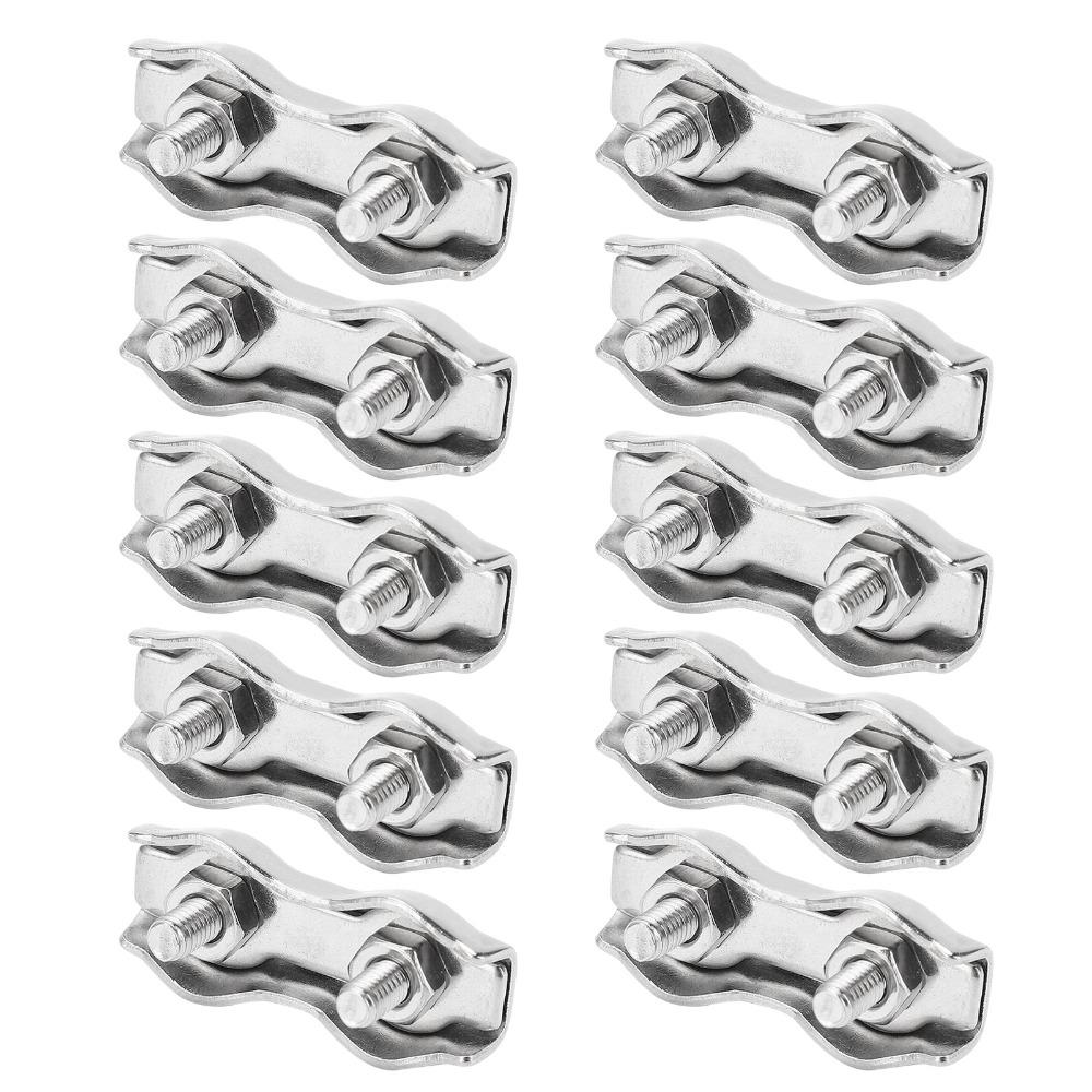 10pcs 304 Stainless Steel Steel Wire Rope Clip M3 Size Double Bolt Wire Clamp  Electric Fences