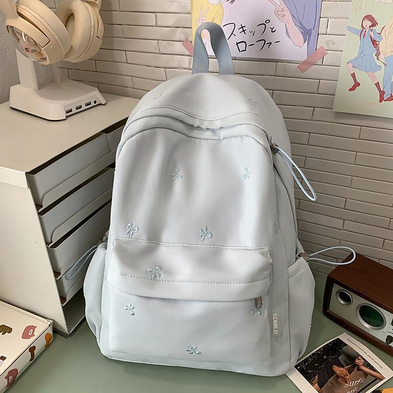 Modern Korea Pastel Butterfly Bow Printed Backpack With Nylon Material For School And Daily Use