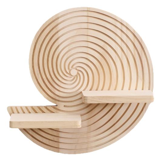 Solid Wood Shelf Coastal Wooden Wall Boho Floating Shelves with Dual Display Ledges Decorative Conch Shaped Organizer for Bedroom Bathroom Living Room