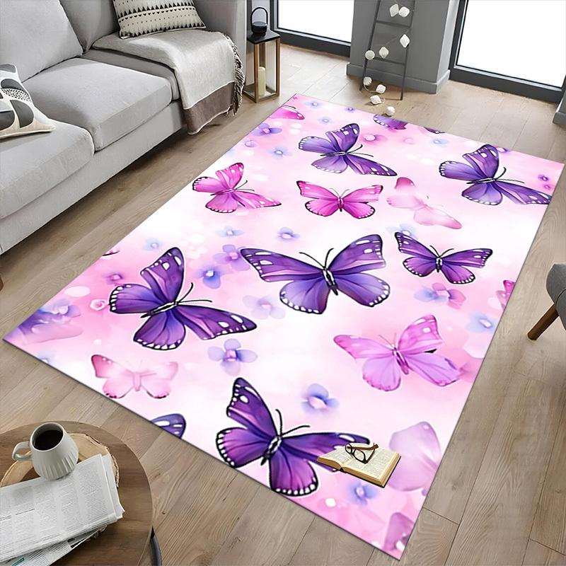 1PC Butterflies Flowers Non-Slip Floor carpet, Office, family, bedroom, Studio - Large Area Rug, Vibrant Colors, Longlasting Material-X416