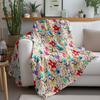 Colorful Floral Print Blanket Soft Fleece Throw Blanket for Kids Girls Sofa Bed Decoration Gift