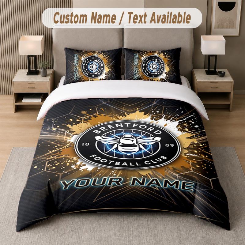 Brentford Football Design Bedding Set Custom Text 1 Duvet Cover & 2 Pillow Cases