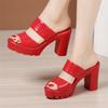 Womens High Heels Sandals Patent Leather Thick Bottom Slippers Ladies Summer Slippers Woman Platform High Heels Shoes Size 32-43