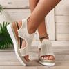 Wedge Heel Women's Sandals Summer Large Size Sandals Flying Woven Breathable Mesh Fish Mouth Sandals
