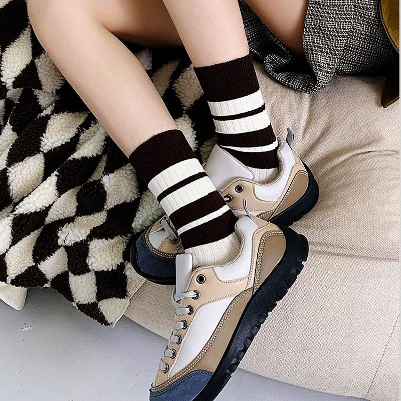 Kawaii Women Striped Socks Set 5 Pair Lolita Harajuku Anime Cotton Socks For Girls Sports Socks
