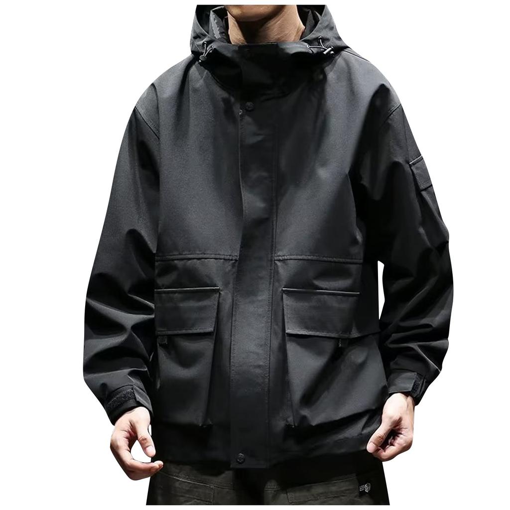 Autumn And Winter Men's Solid Color Outdoor Mountaineering Rushsuit Work Clothes Hooded Coat