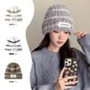 Wool Hat Women's Autumn and Winter New Striped Ear Protection Hat Showing a Small Face, Big Head Circumference, Headgear, Warm Knitted Hat