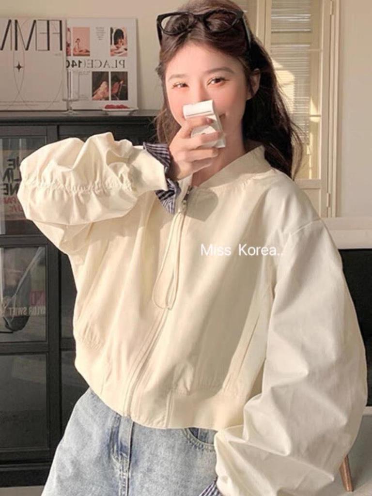 Женская короткая куртка в японском стиле, маленького размера, свободного кроя: Весенне-осенняя куртка-авиатор для бейсбола