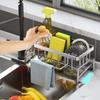 1PC Self-draining Sink Shelf Stainless Steel Kitchen Sink Drain Rack Soap Sponge Holder Kitchen Sink Organizer