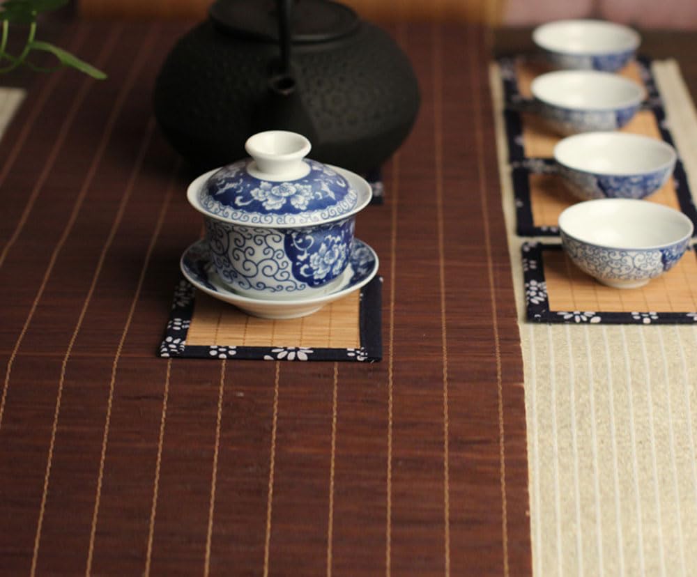 Набор из 4 бамбуковых подставок Natiform, стильный и легкий, с изоляционными подкладками и противоскользящими ковриками