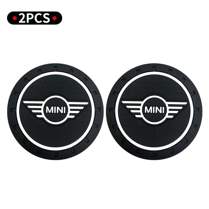 1/2pcs Car Coaster Water Cup Slot Non-Slip Pad Emblem Auto Accessories For Mini Cooper F54 F55 F56 F57 F60 R50 R56 R52 R53 s5