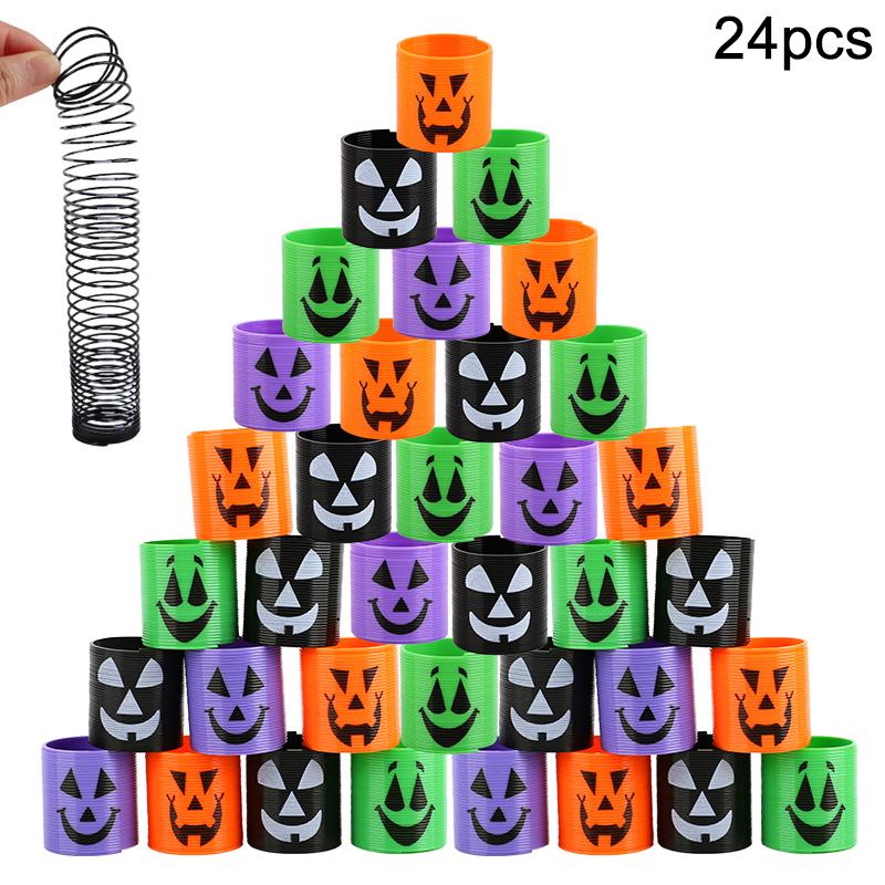 12/24pcs Halloween Theme Coil Springs Toys Kids Halloween Party Favors Trick or Treat Gifts Boy Girl Birthday Goodie Bag Fillers
