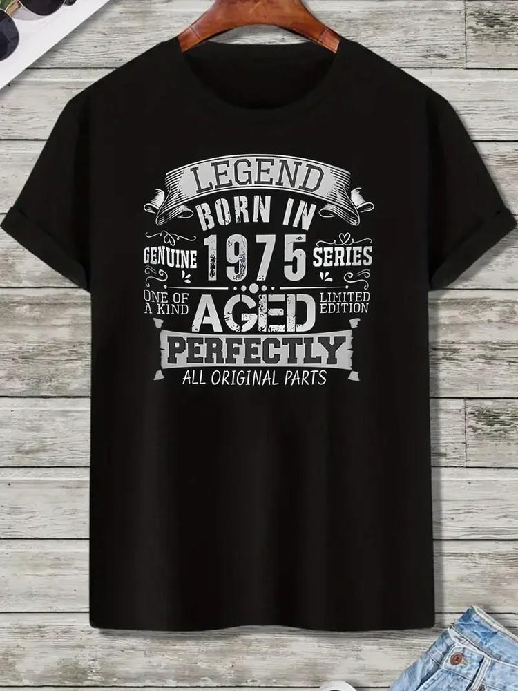 1975 Retro Vintage Men039;s T-Shirt50th Birthday Gift for Men Born in 1975 Blac Unisex T-Shirt