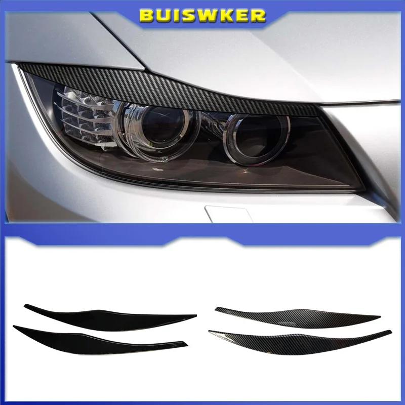 For BMW 3 Series E90 E91 2pcs ABS Gloss Black Headlight Eyebrows Eyelid 2005 2006 2007 2008 2009 2010 2011 Sedan / Touring